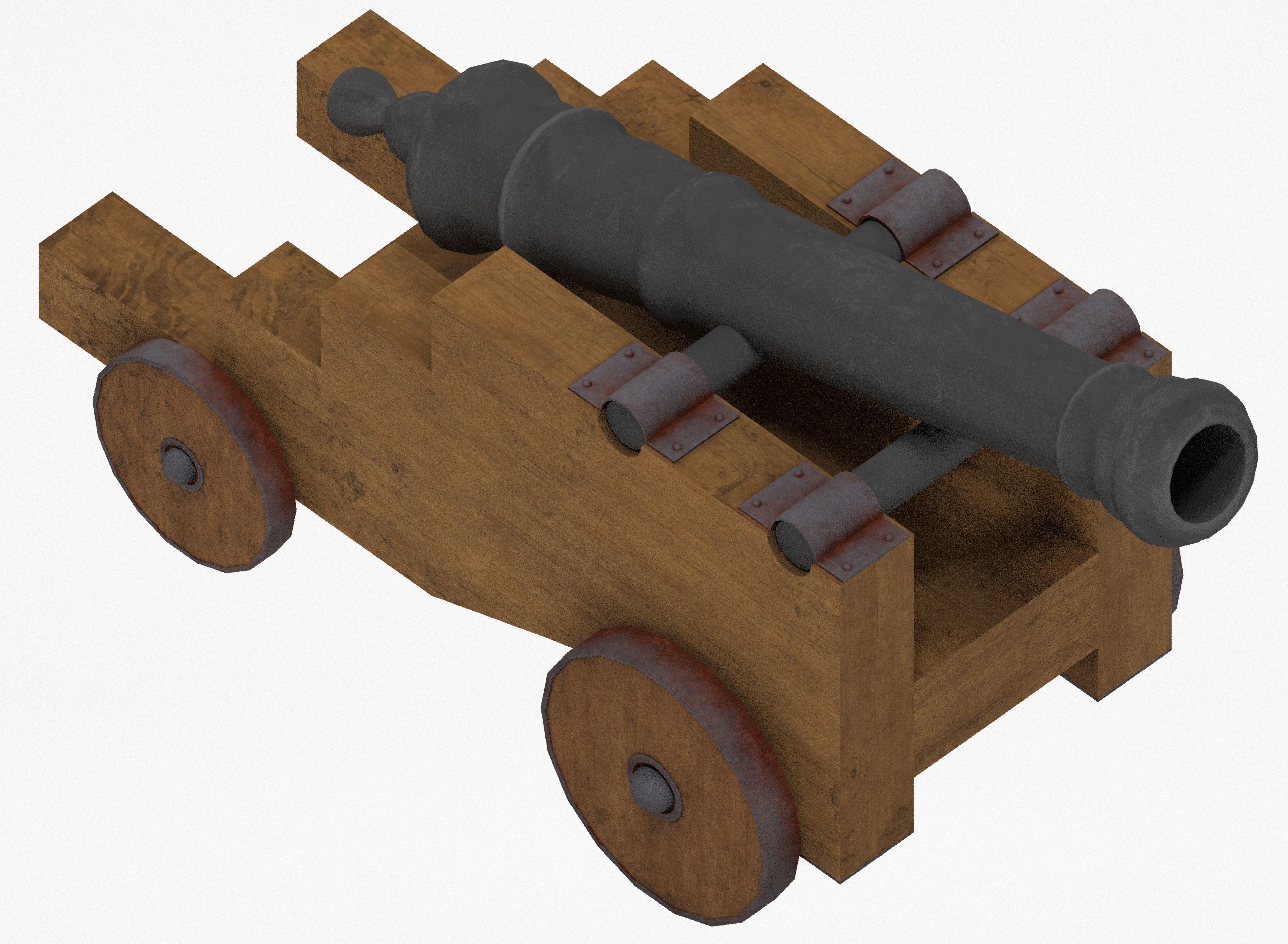 Medieval cannon Free low-poly 3D model_4
