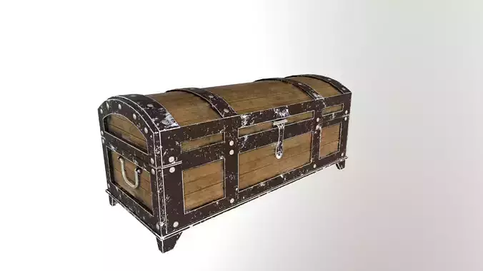 Chest Low Poly wooden Low-poly 3D model