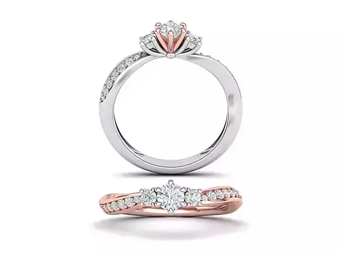 Own Design Three Stone Engagement ring 3dmodel 3D print model