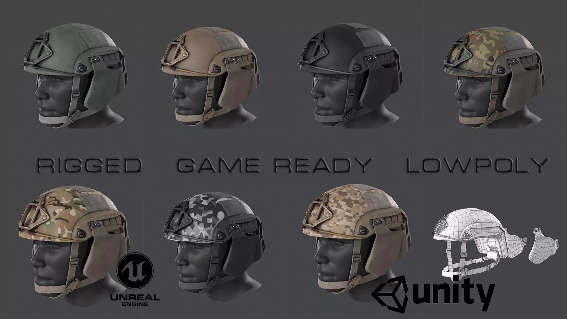 Helmet camouflage vest Low-poly 3D model_0