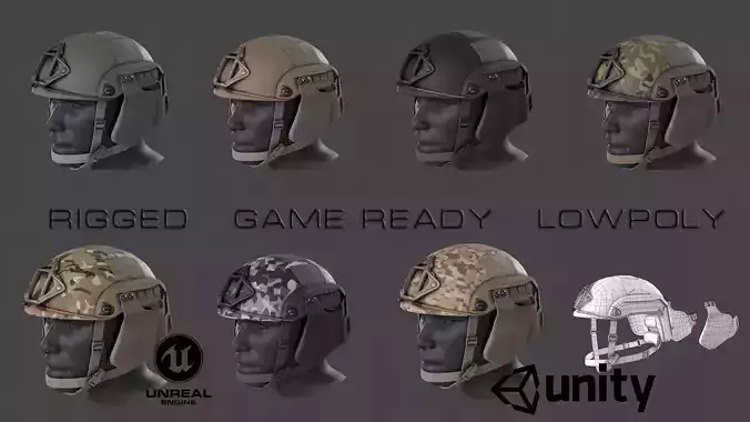 Helmet camouflage vest Low-poly 3D model