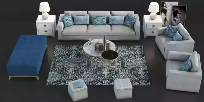 Set of furniture with carpet and table set