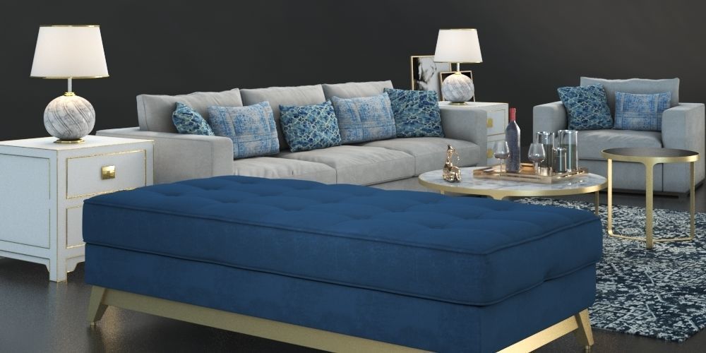 Set of furniture with carpet and table set 3D model_1