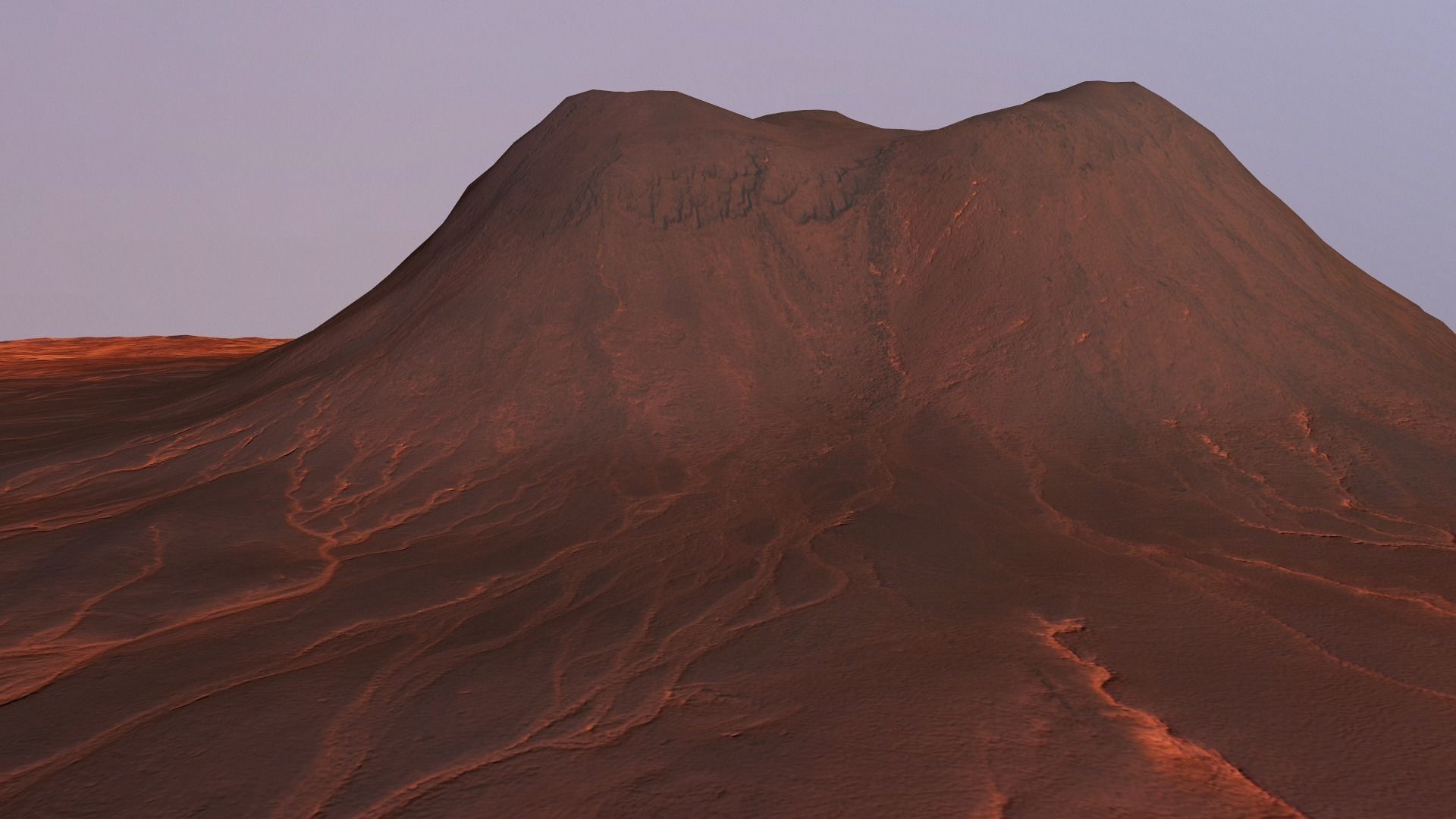 Mars Planet Mountain Terrain Landscape Desert Valley PBR 02 Low-poly 3D model_2