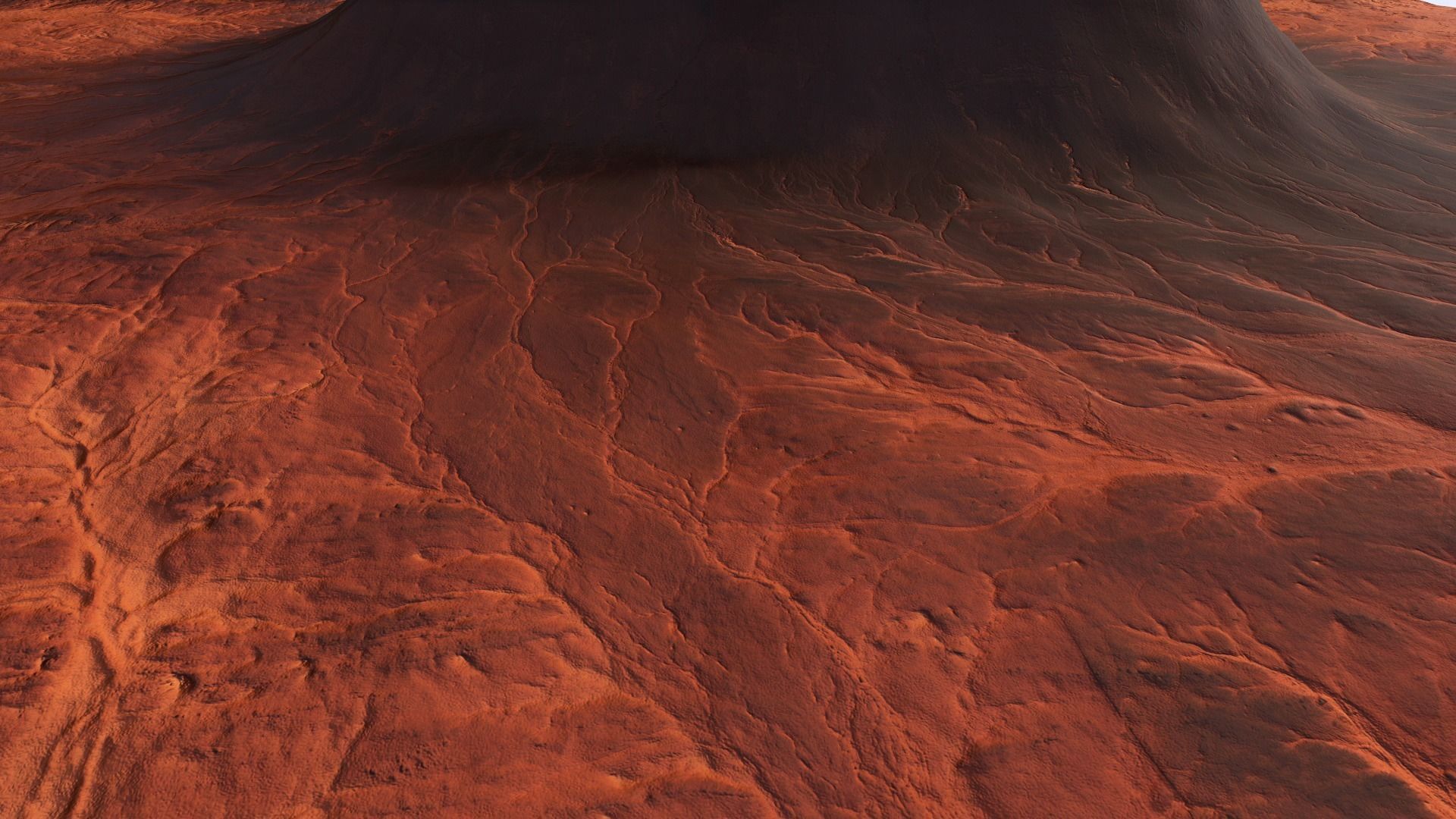 Mars Planet Mountain Terrain Landscape Desert Valley PBR 02 Low-poly 3D model_9