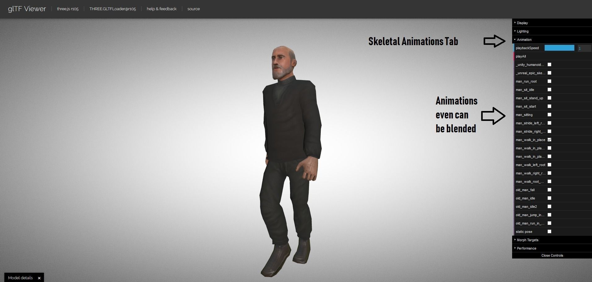 Casual Style - Old Man - Animated Low-Poly Character Low-poly 3D model_24