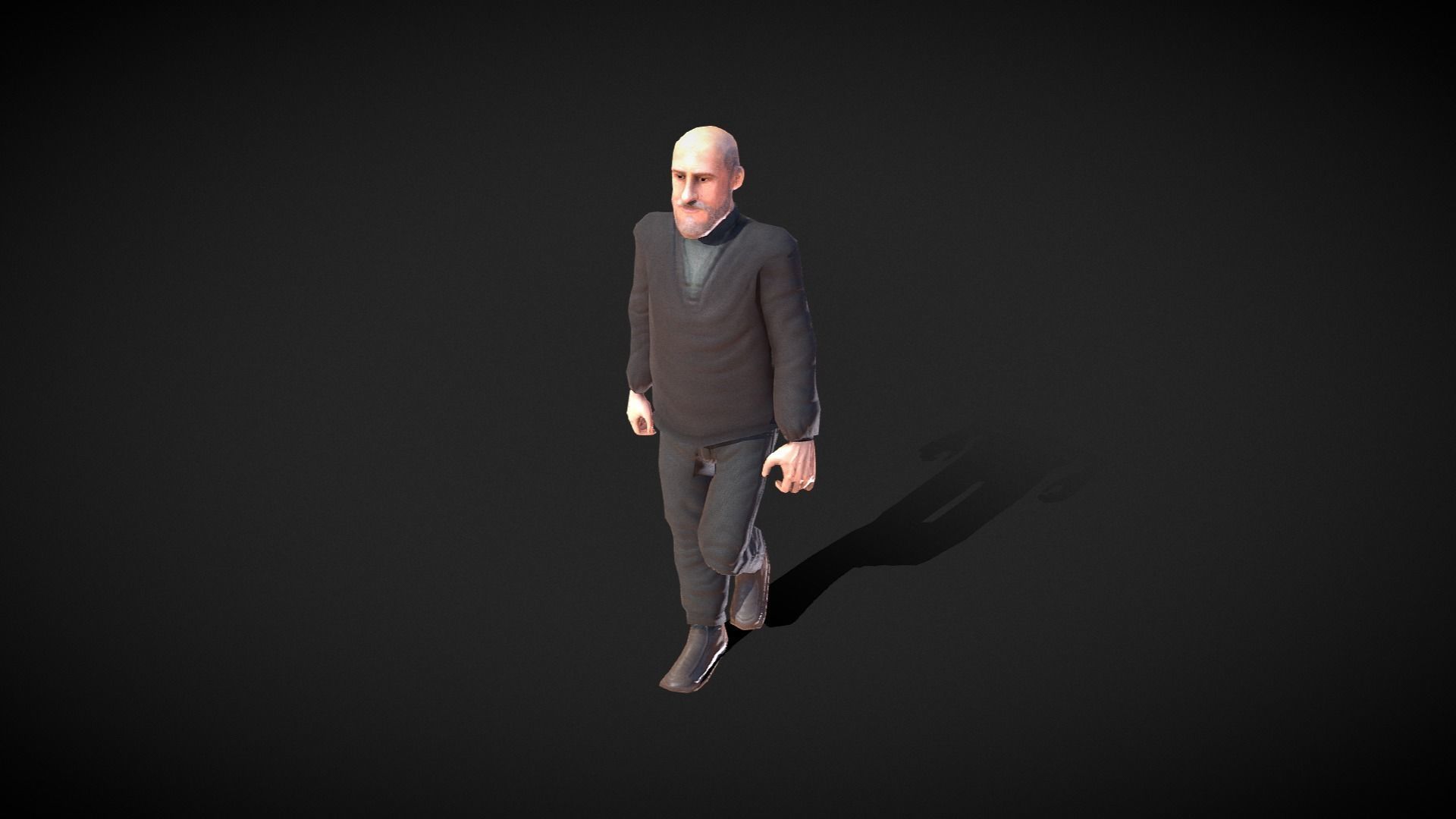 Casual Style - Old Man - Animated Low-Poly Character Low-poly 3D model_17
