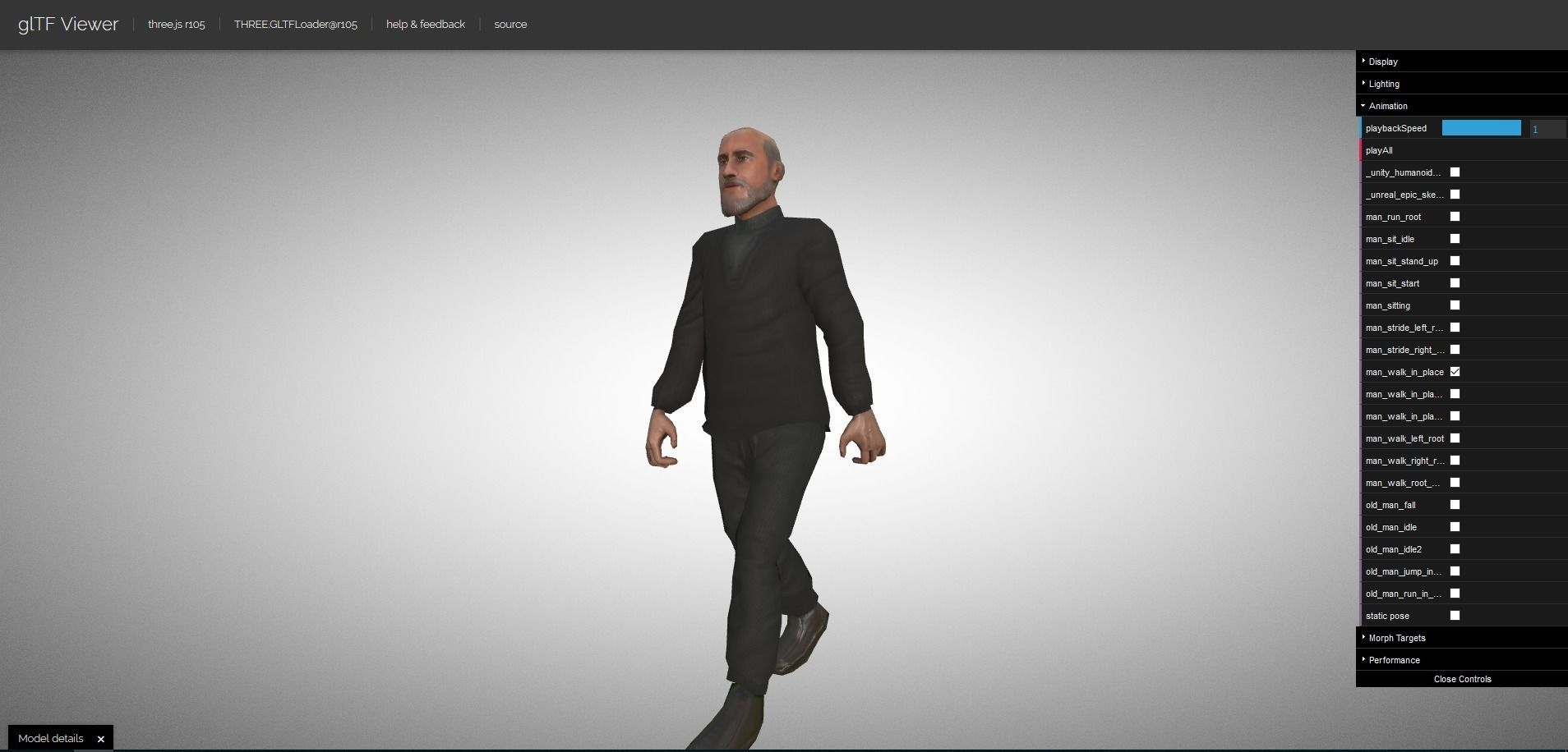 Casual Style - Old Man - Animated Low-Poly Character Low-poly 3D model_23