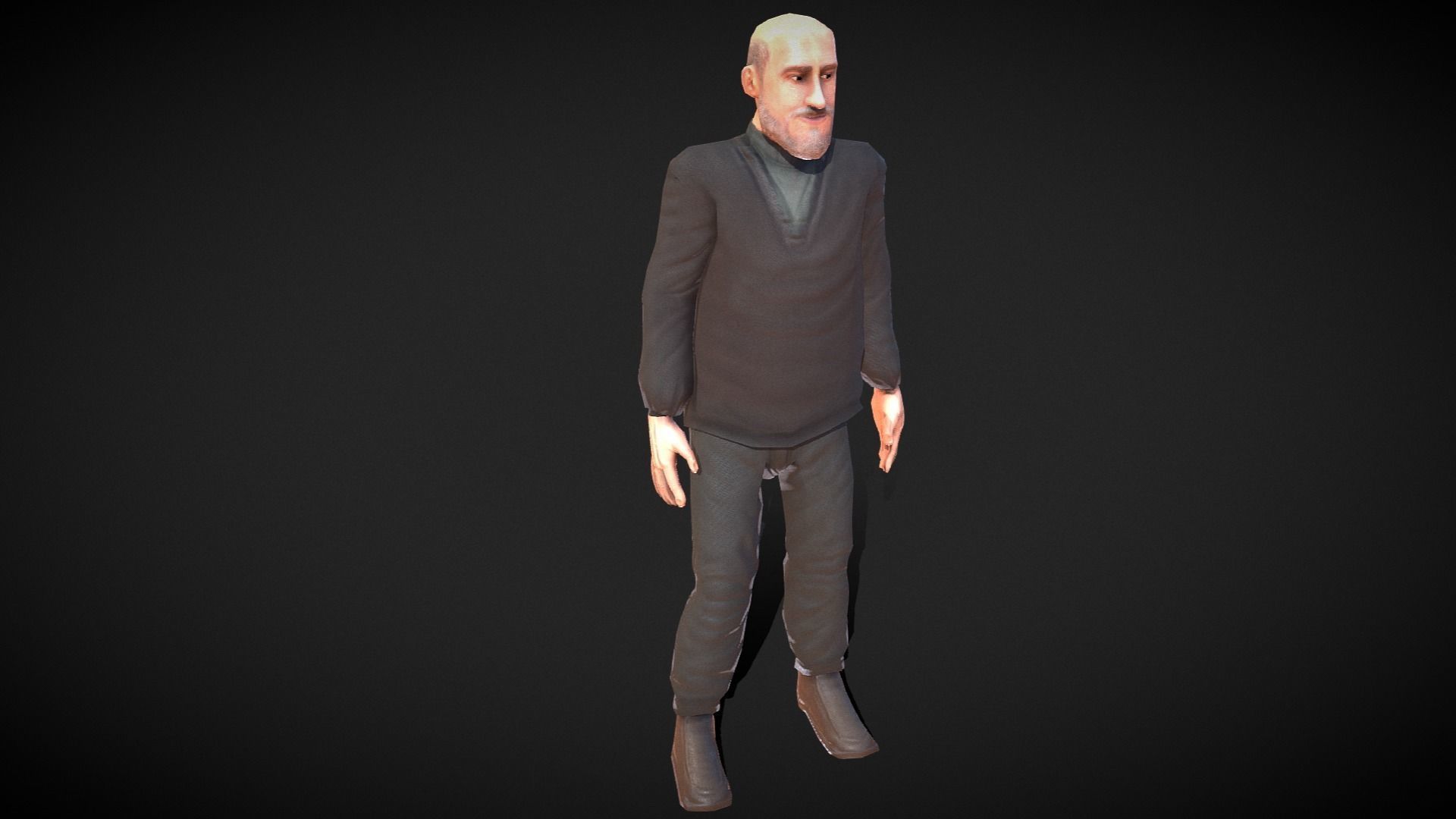 Casual Style - Old Man - Animated Low-Poly Character Low-poly 3D model_10