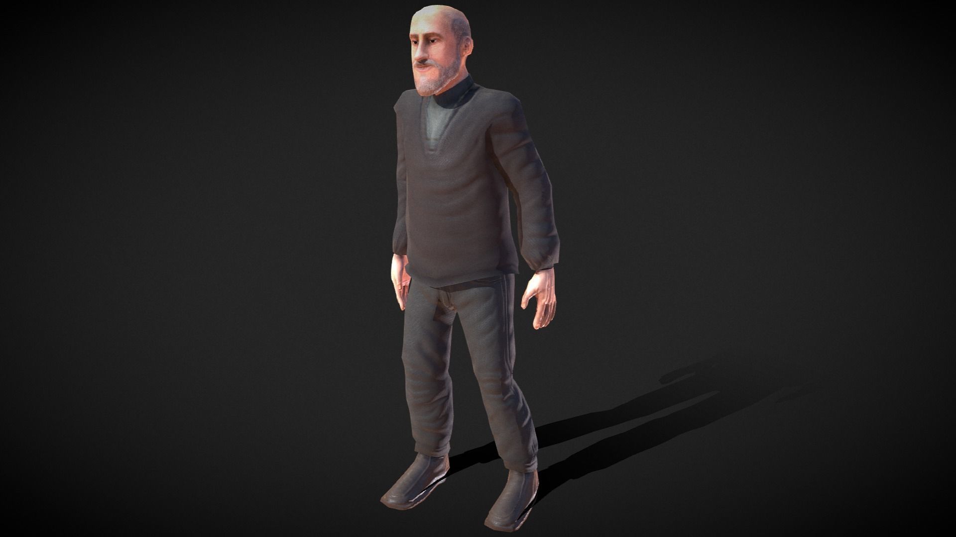 Casual Style - Old Man - Animated Low-Poly Character Low-poly 3D model_9