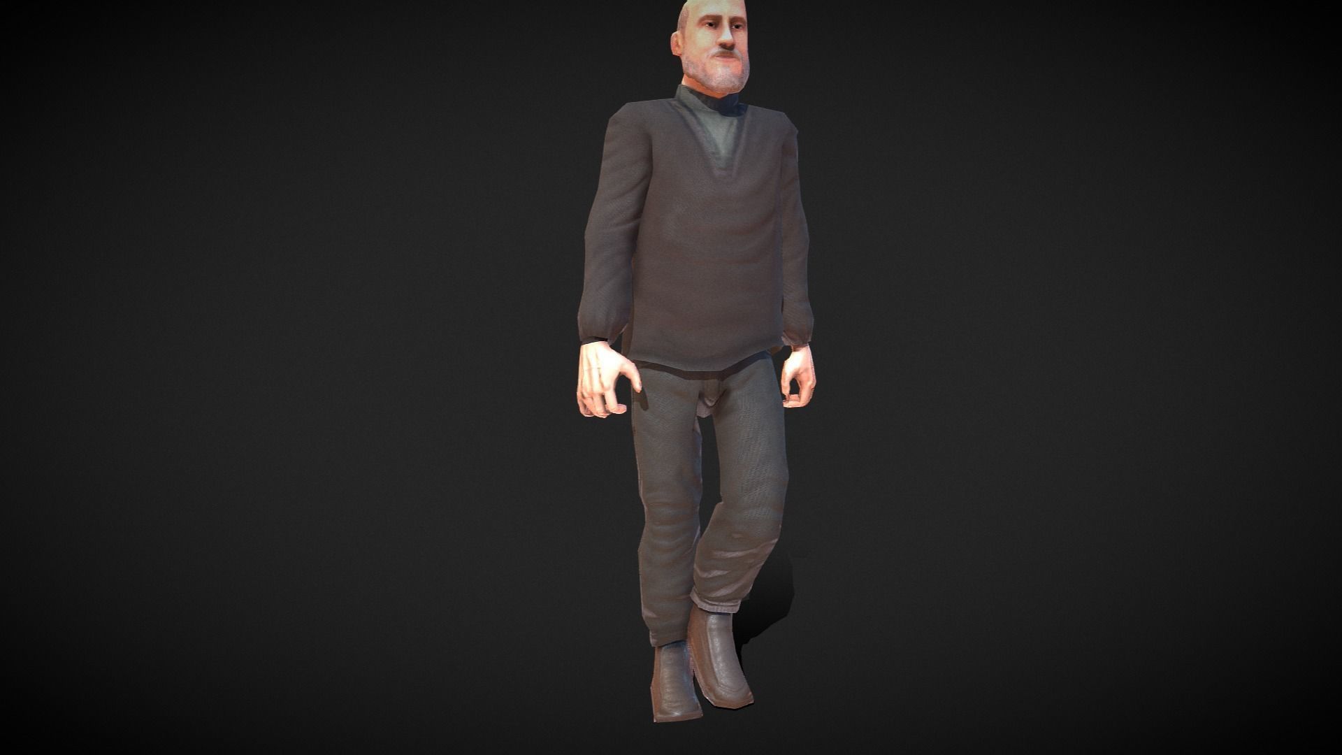 Casual Style - Old Man - Animated Low-Poly Character Low-poly 3D model_15