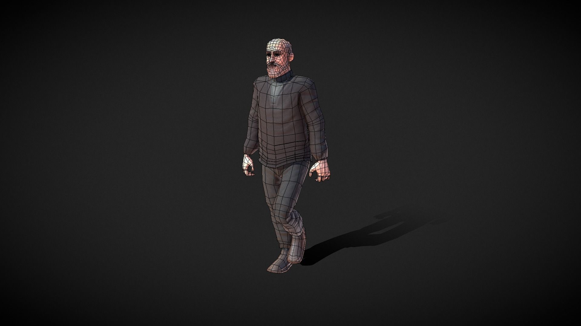 Casual Style - Old Man - Animated Low-Poly Character Low-poly 3D model_19