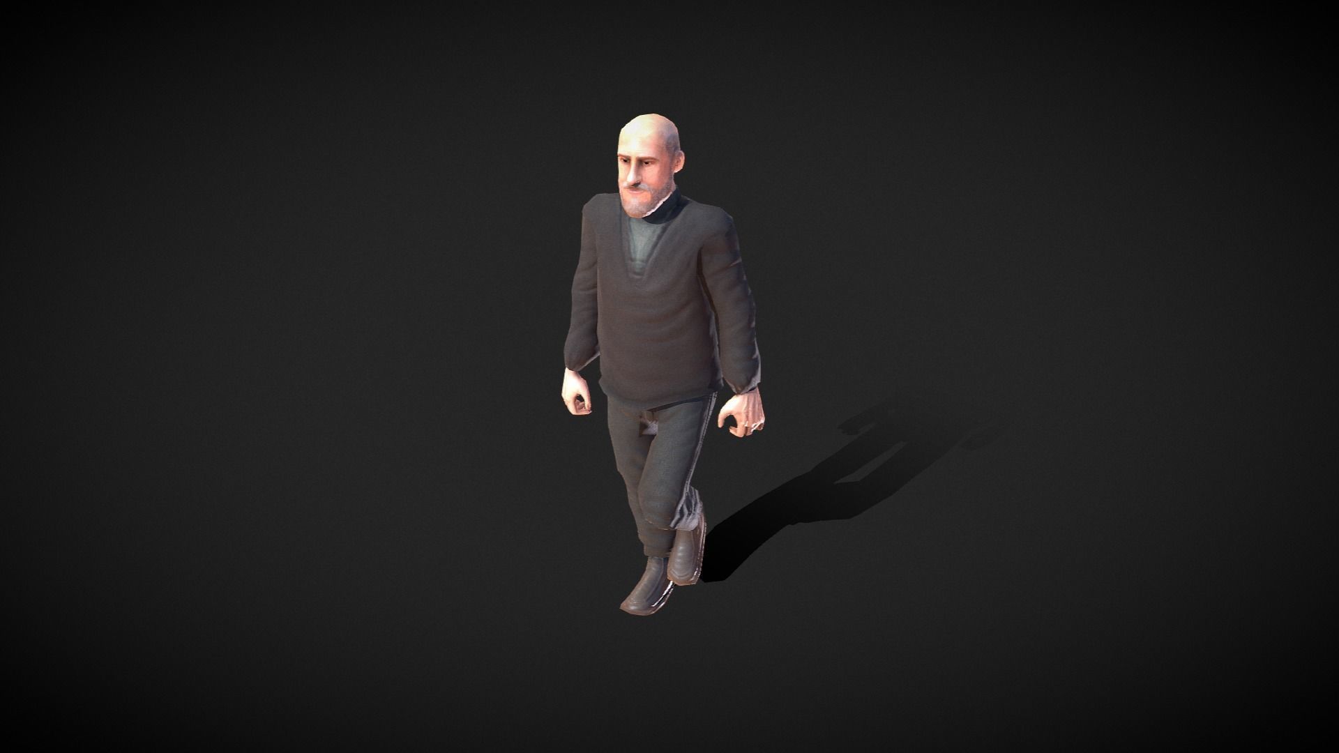 Casual Style - Old Man - Animated Low-Poly Character Low-poly 3D model_16