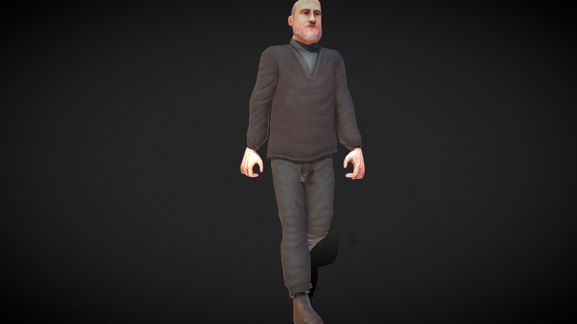 Casual Style - Old Man - Animated Low-Poly Character Low-poly 3D model_14