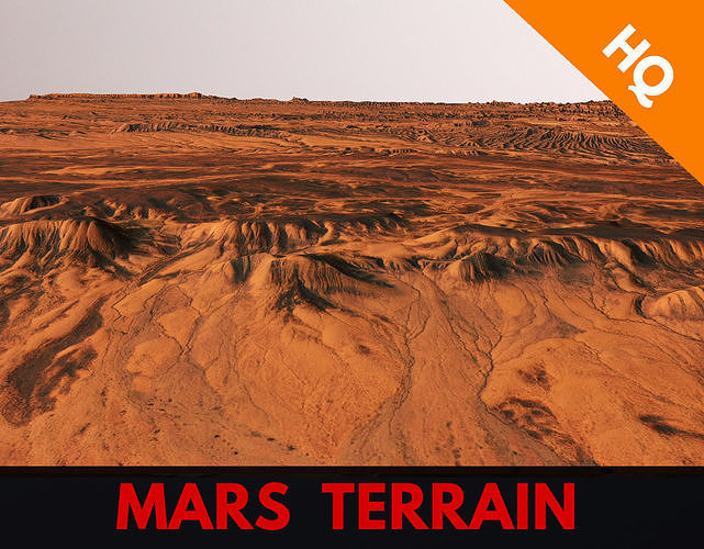 Mars Planet Landscape Desert Terrain Valley 10x10km PBR 03 Low-poly 3D model