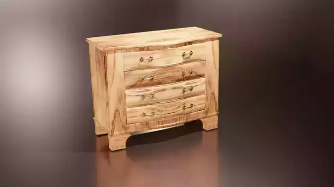 Lightly stained wooden dresser 3D model