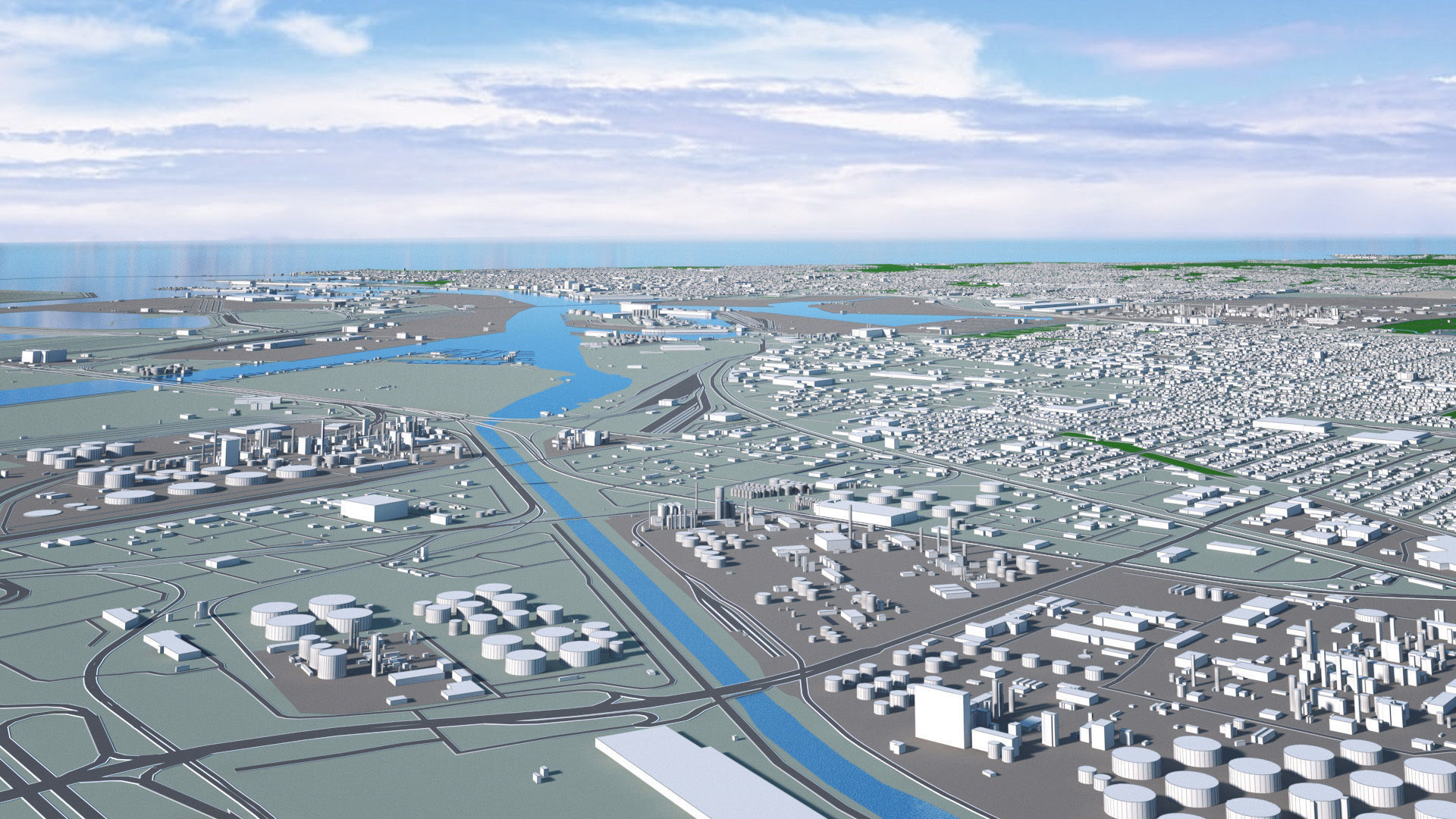 Los Angeles City Peninsula Long Beach Terminal Island Harbor Low-poly 3D model_17