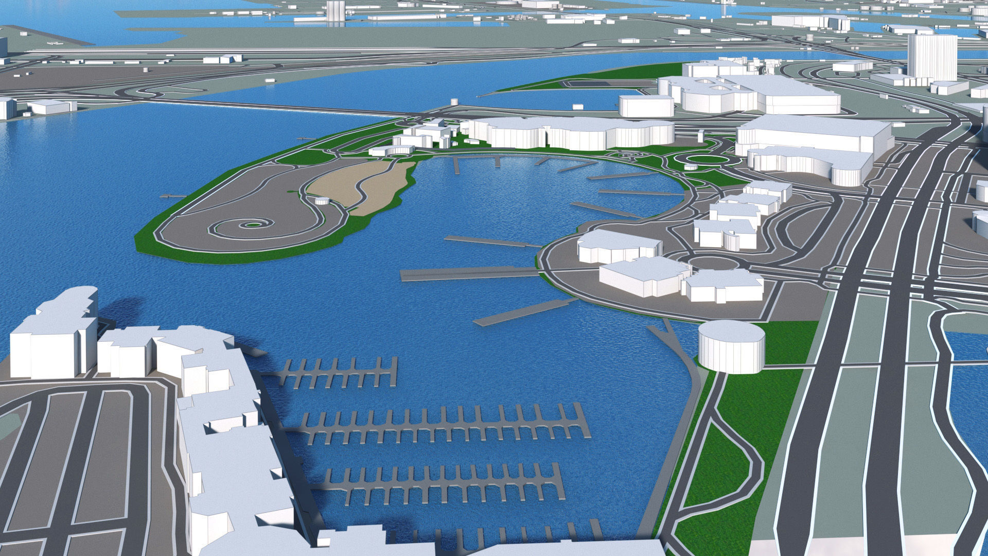 Los Angeles City Peninsula Long Beach Terminal Island Harbor Low-poly 3D model_8