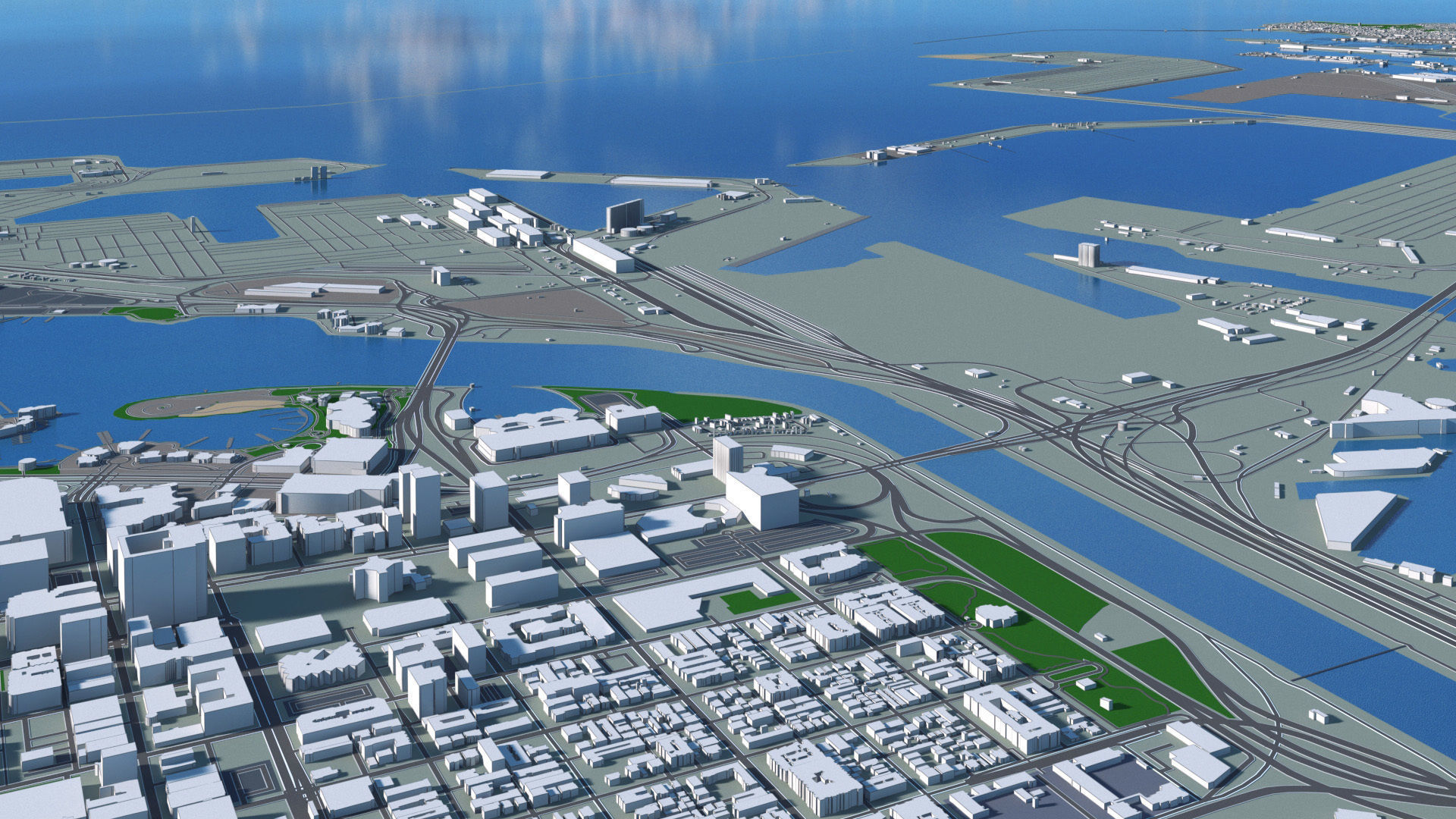 Los Angeles City Peninsula Long Beach Terminal Island Harbor Low-poly 3D model_7