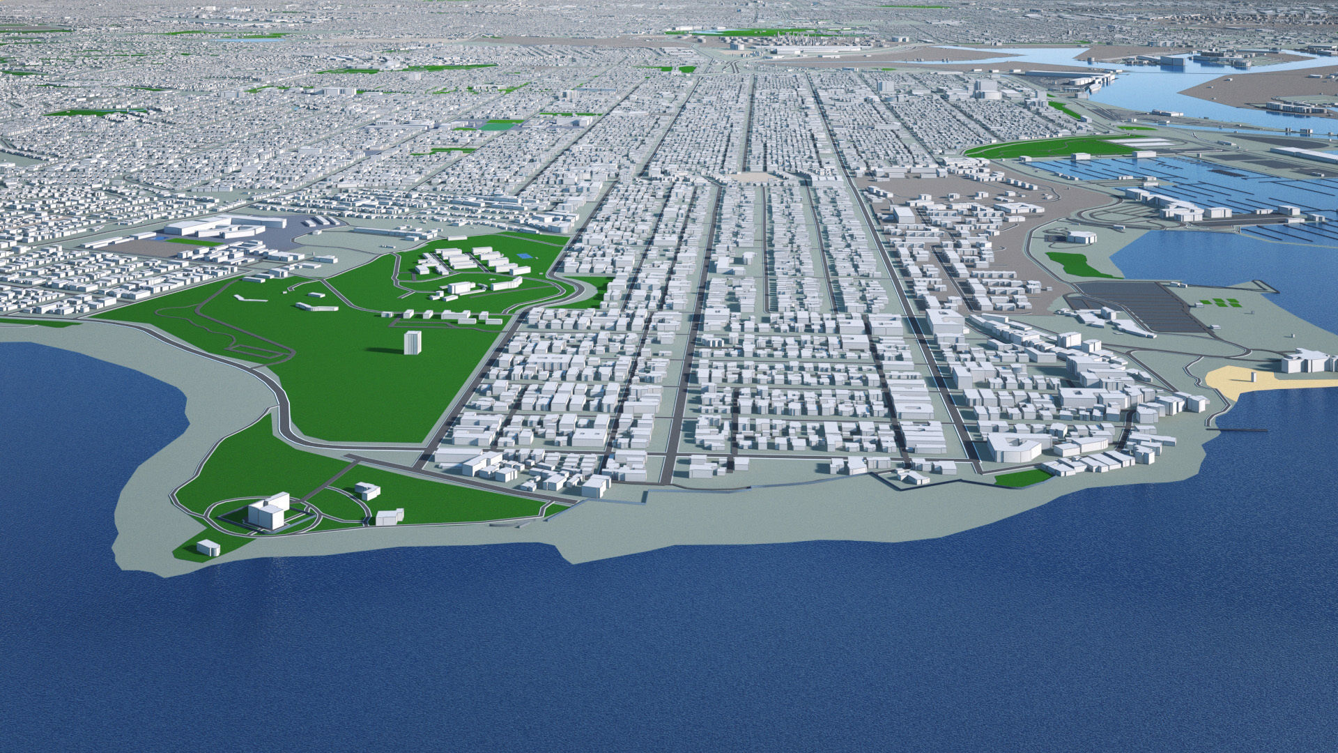 Los Angeles City Peninsula Long Beach Terminal Island Harbor Low-poly 3D model_11
