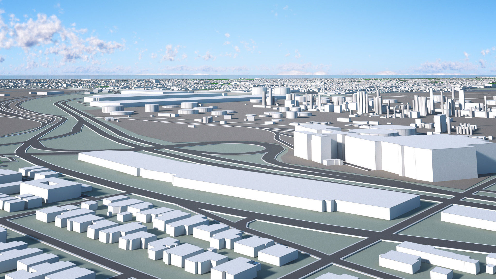Los Angeles City Peninsula Long Beach Terminal Island Harbor Low-poly 3D model_18