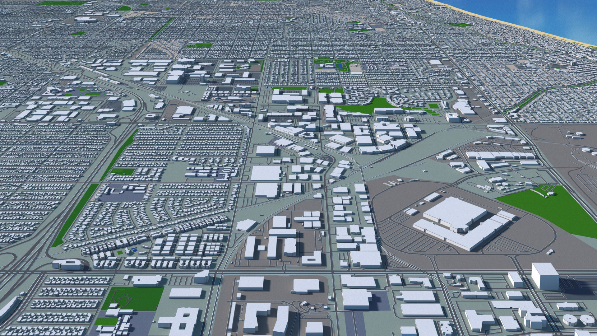 Los Angeles City Peninsula Long Beach Terminal Island Harbor Low-poly 3D model_5