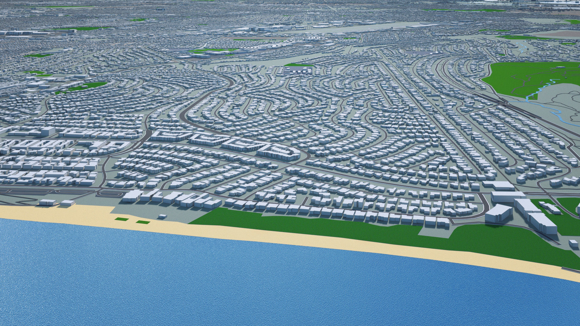 Los Angeles City Peninsula Long Beach Terminal Island Harbor Low-poly 3D model_25