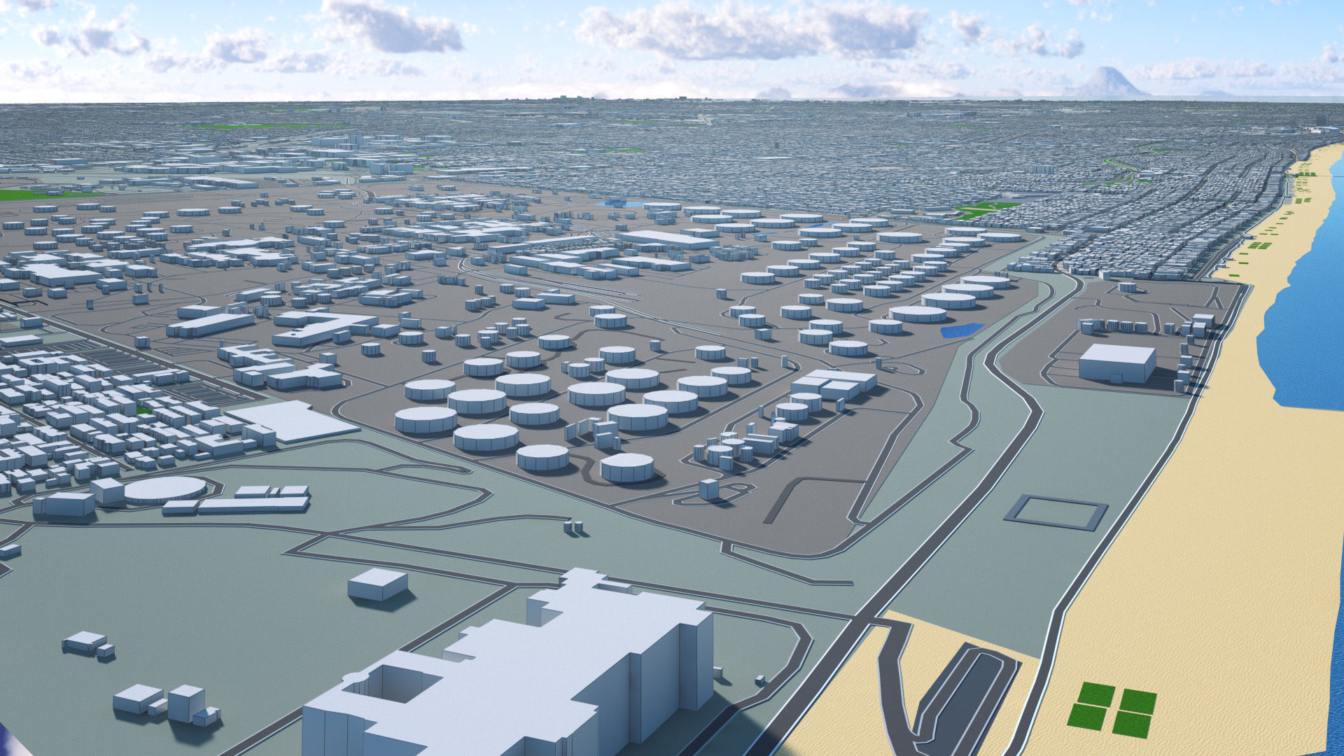 Los Angeles City Peninsula Long Beach Terminal Island Harbor Low-poly 3D model_29