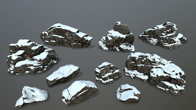 snow rocks  Low-poly 3D model
