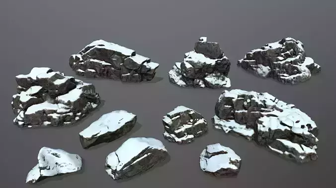 snow rocks  Low-poly 3D model