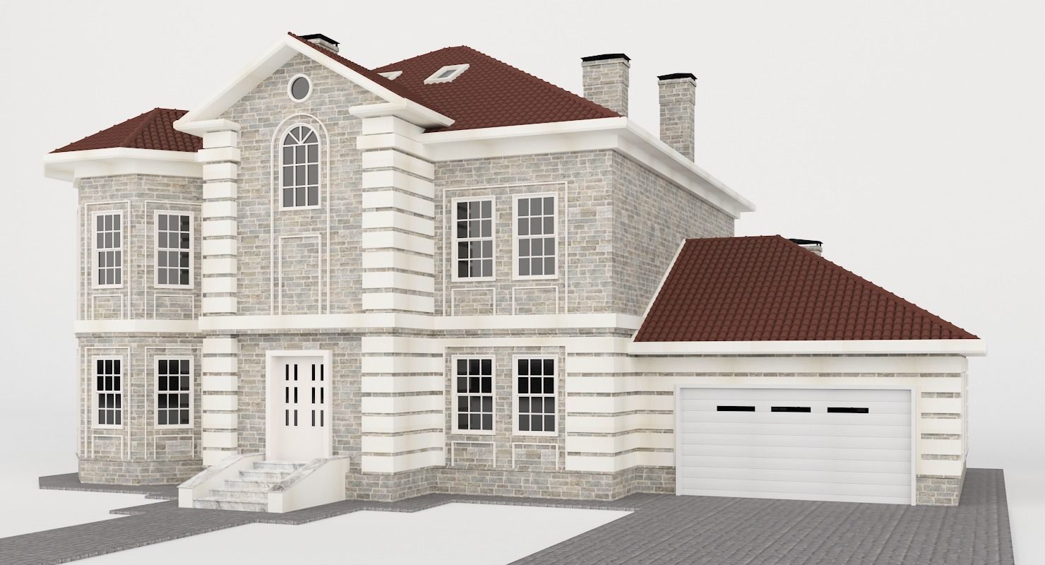 Stone House Low-poly 3D model_8