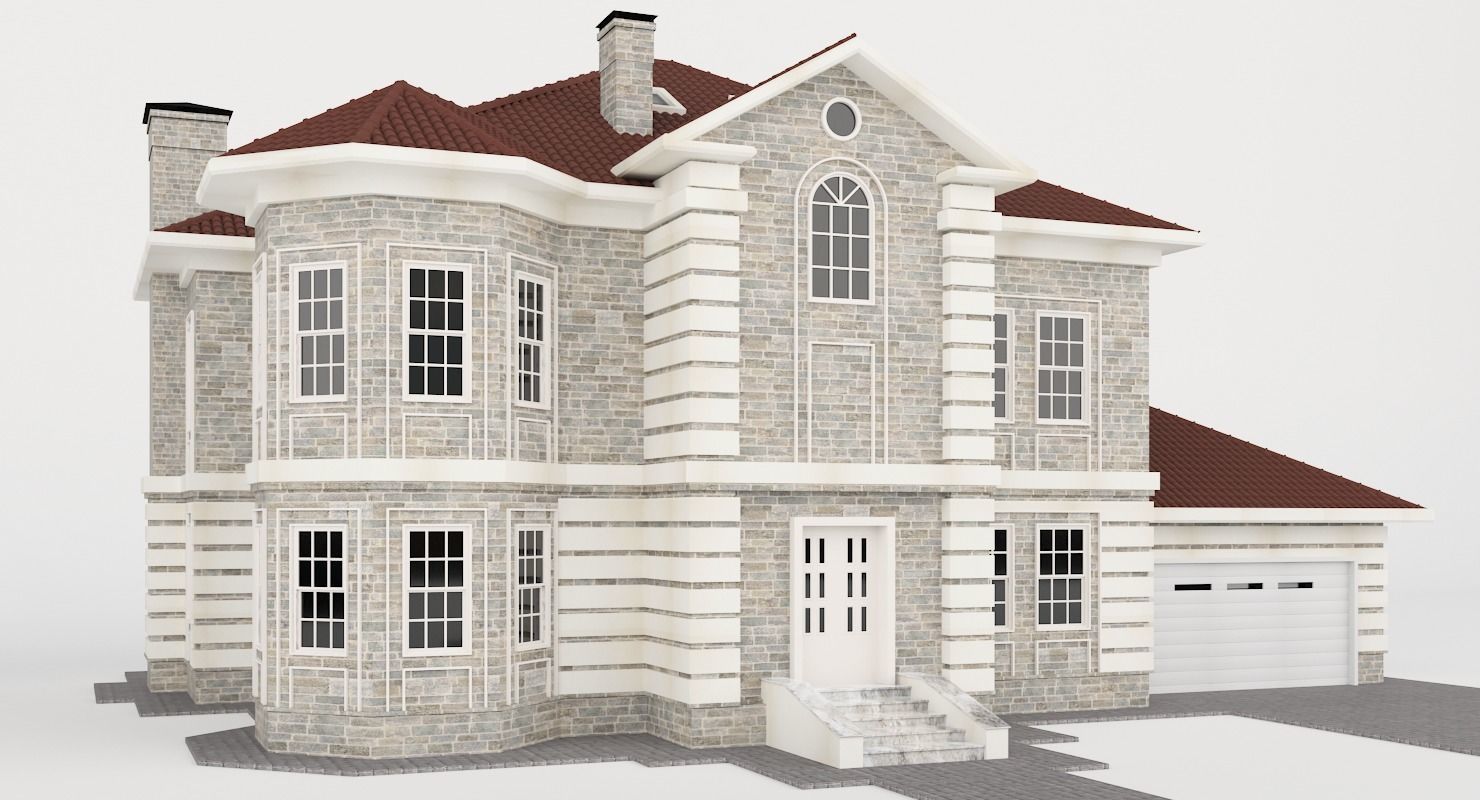 Stone House Low-poly 3D model_7