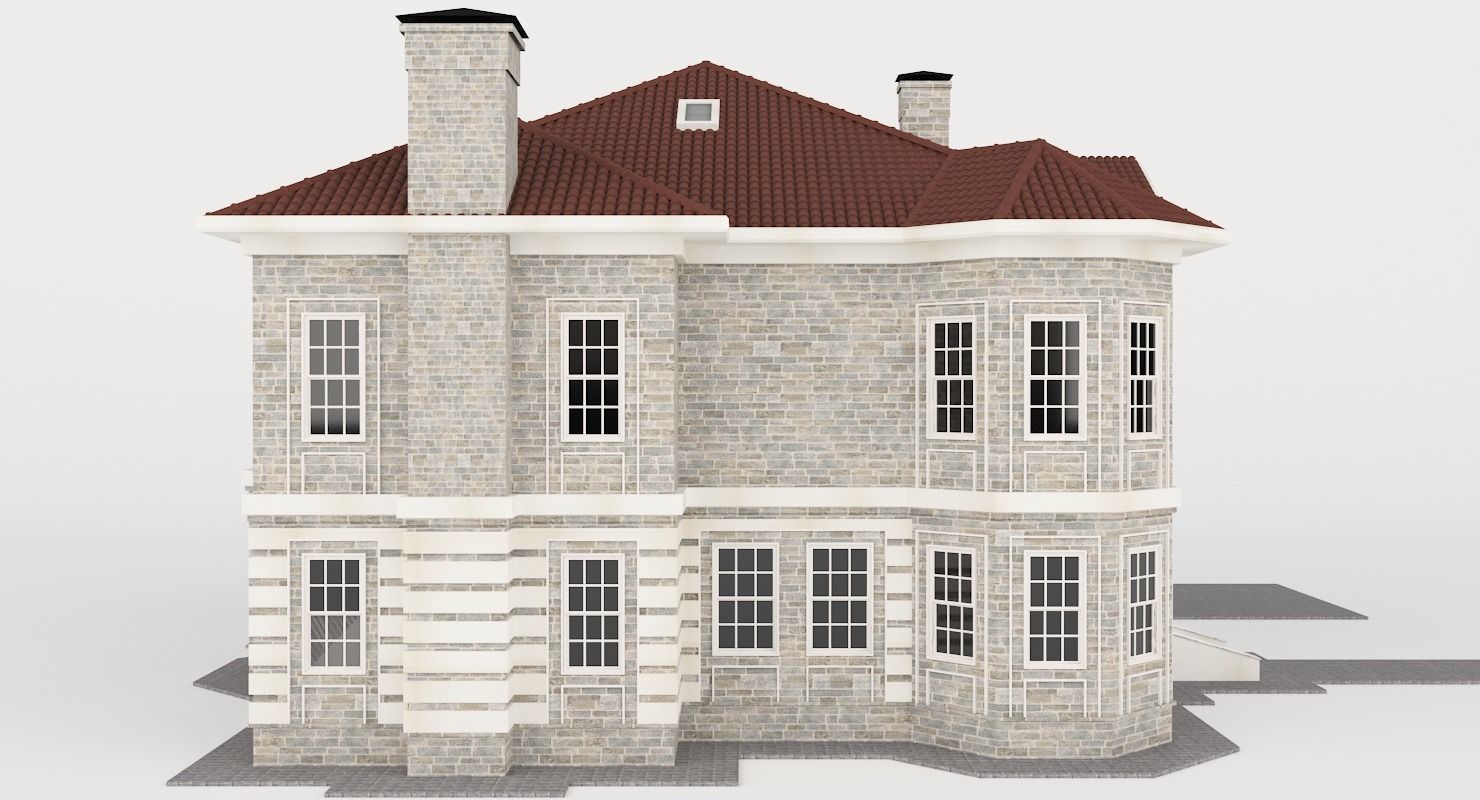 Stone House Low-poly 3D model_6