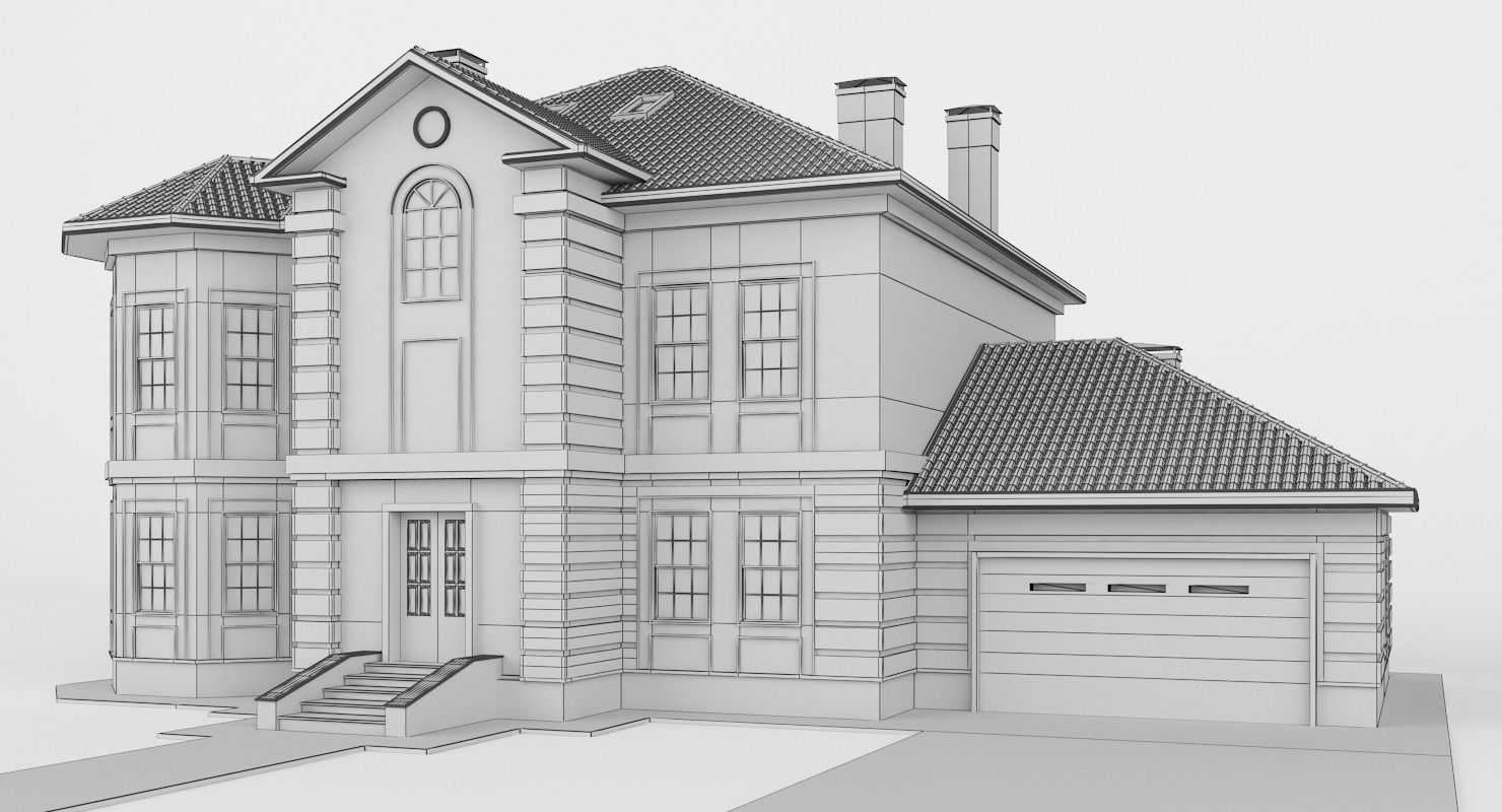 Stone House Low-poly 3D model_10
