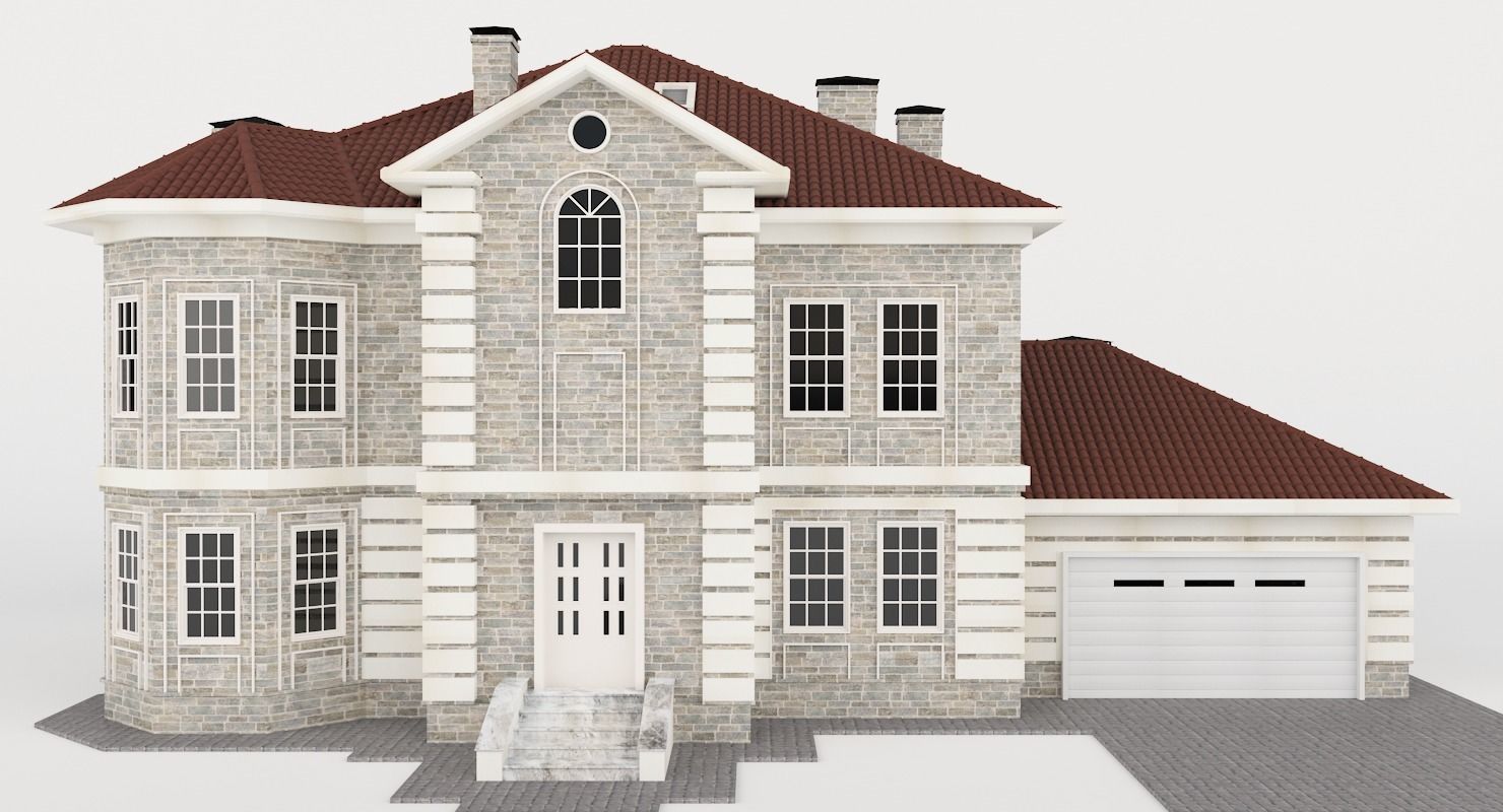 Stone House Low-poly 3D model_3