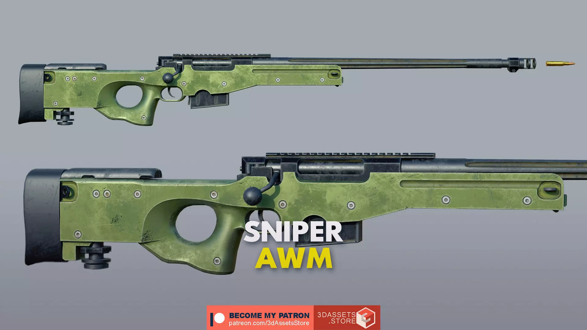 Weapon - AWM - Included Highres Low-poly 3D model_0