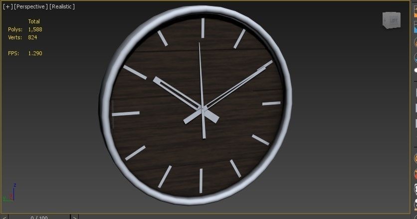 low poly AR vr wall clock Low-poly 3D model_1
