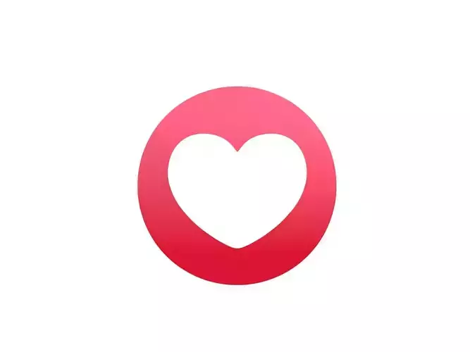 Animated Facebook Love Reaction Button Low-poly 3D model
