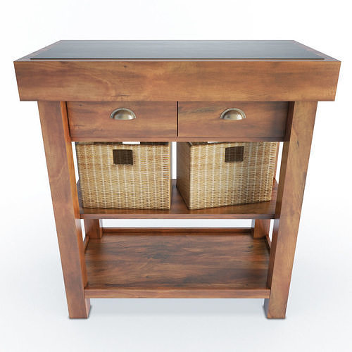 Wooden Side Cabinet And Baskets  3D model