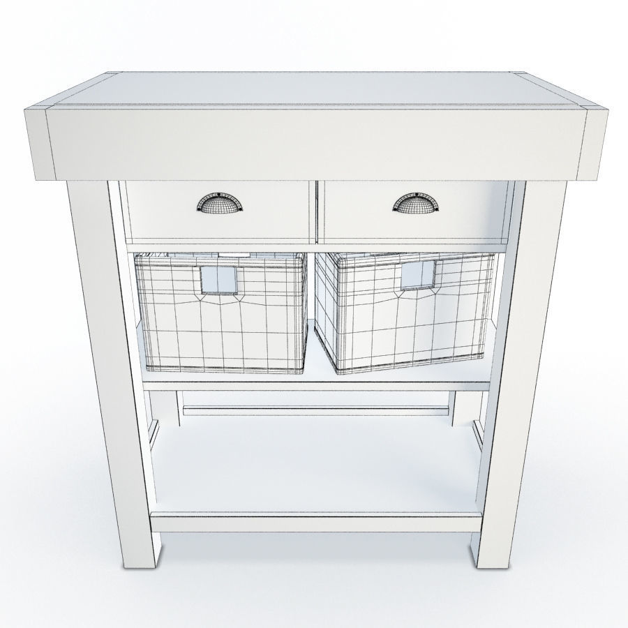 Wooden Side Cabinet And Baskets  3D model_1