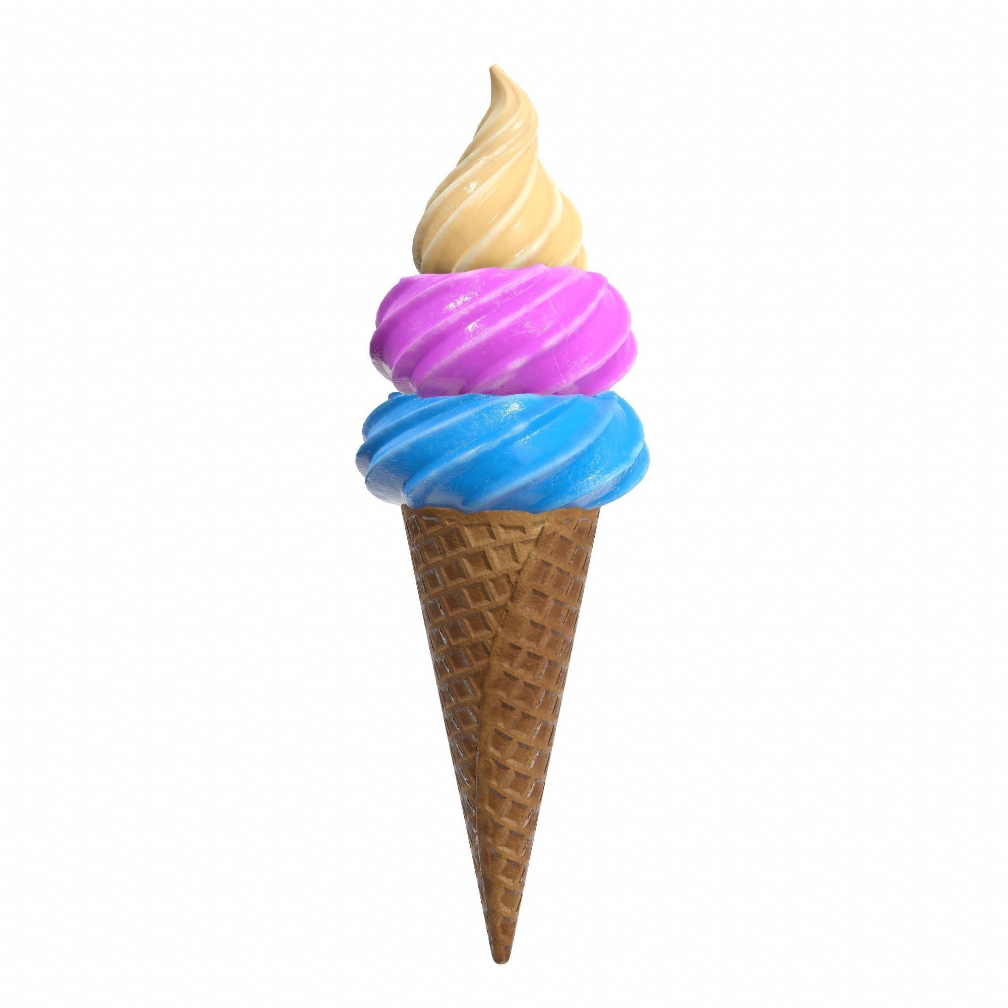 Ice cream in waffle cone and cup 3D Model Collection_56