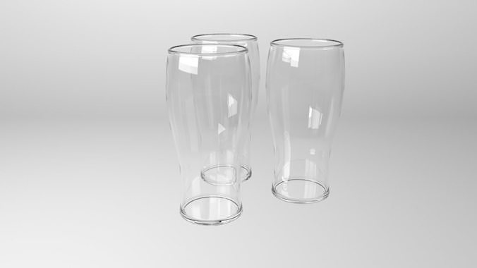 Beer pint glass  Low-poly 3D model