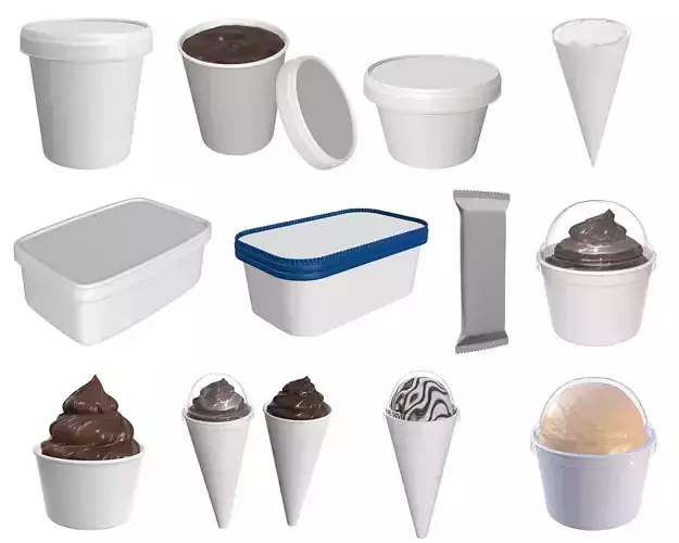 Ice cream packaging for mock up 3D Model Collection