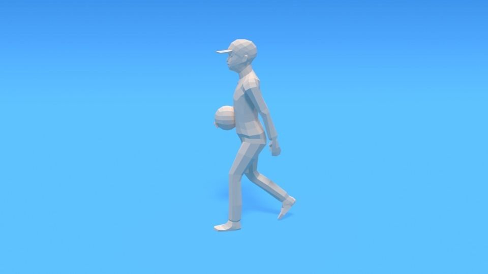 Low Poly Kid Walking With a Ball Low-poly 3D model_7
