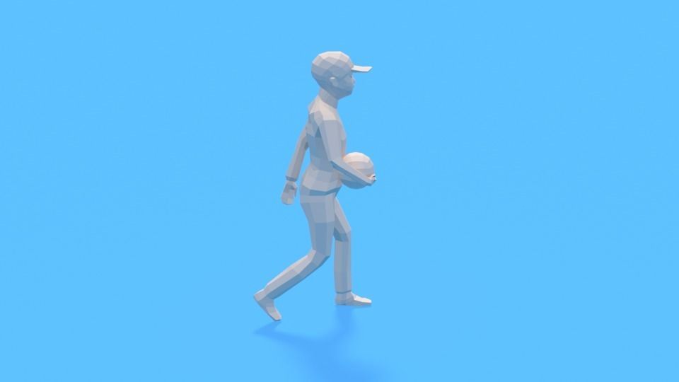 Low Poly Kid Walking With a Ball Low-poly 3D model_3