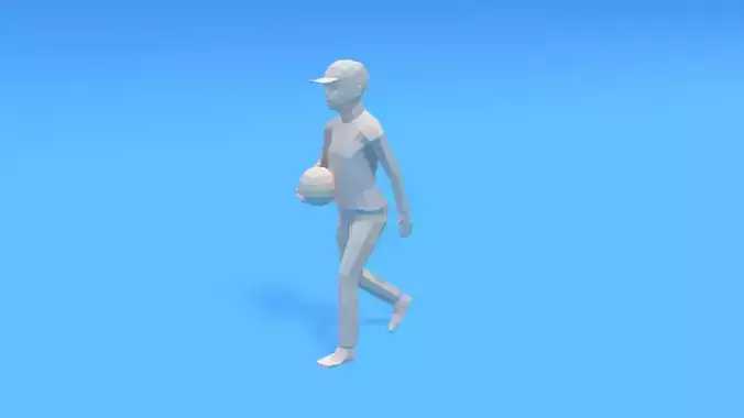 Low Poly Kid Walking With a Ball Low-poly 3D model