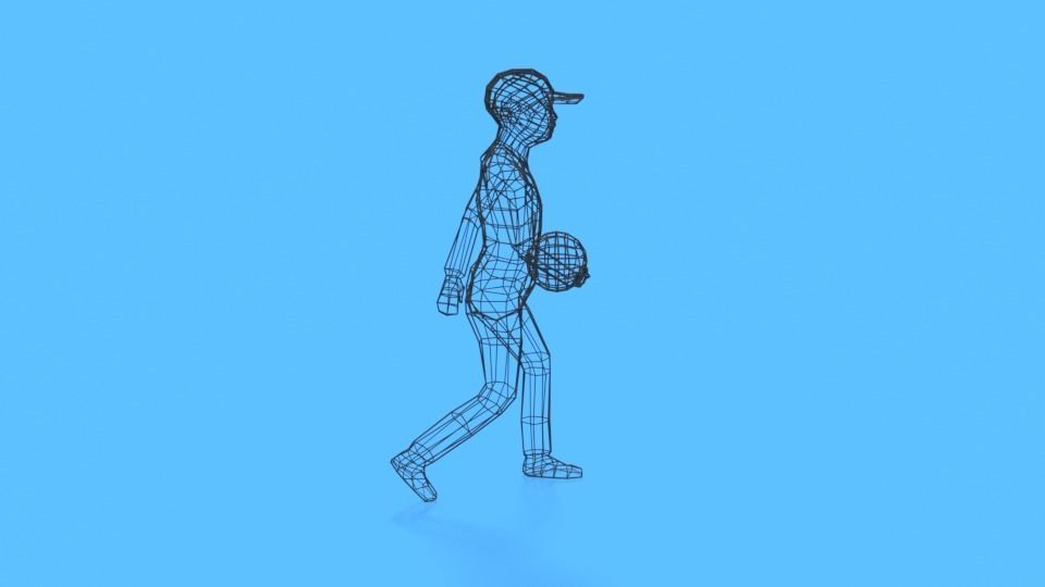 Low Poly Kid Walking With a Ball Low-poly 3D model_12