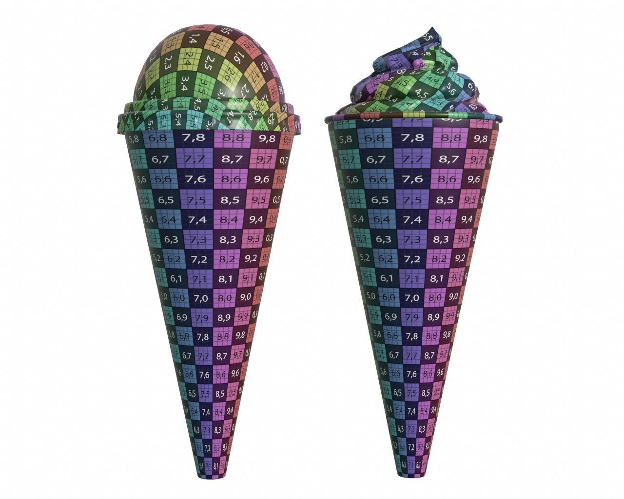 Ice cream packaging waffle cone cup balls mock up 3D Model Collection_141