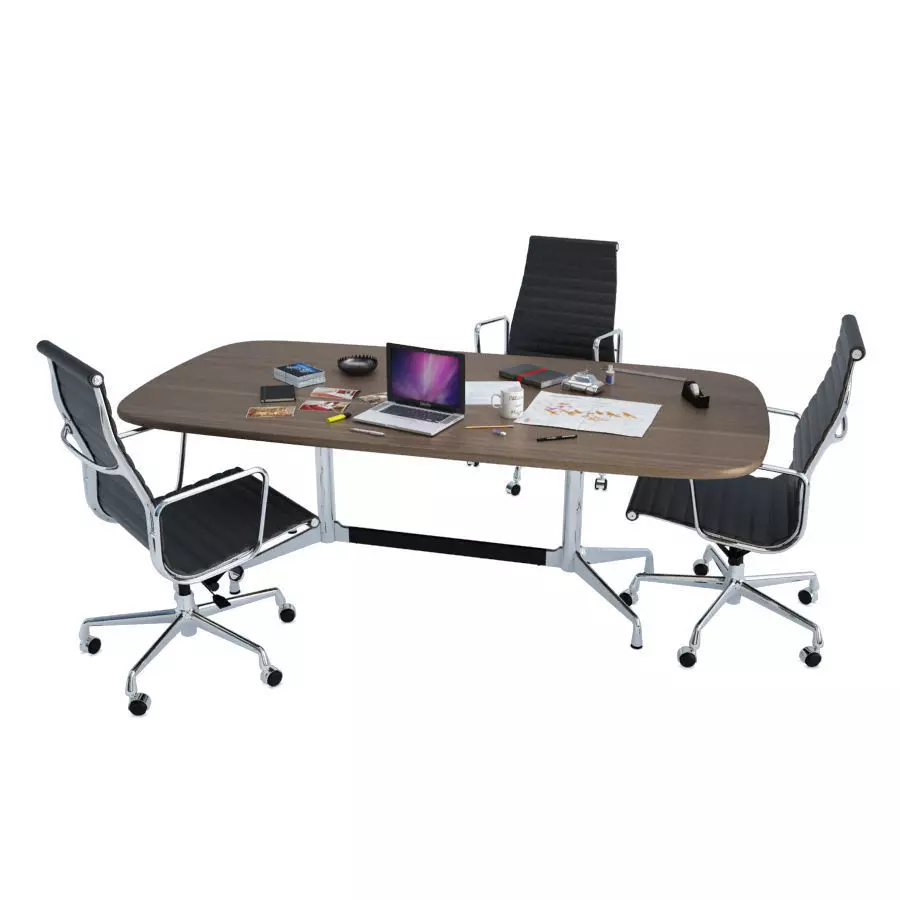 Office Desk Composition 3D model_0