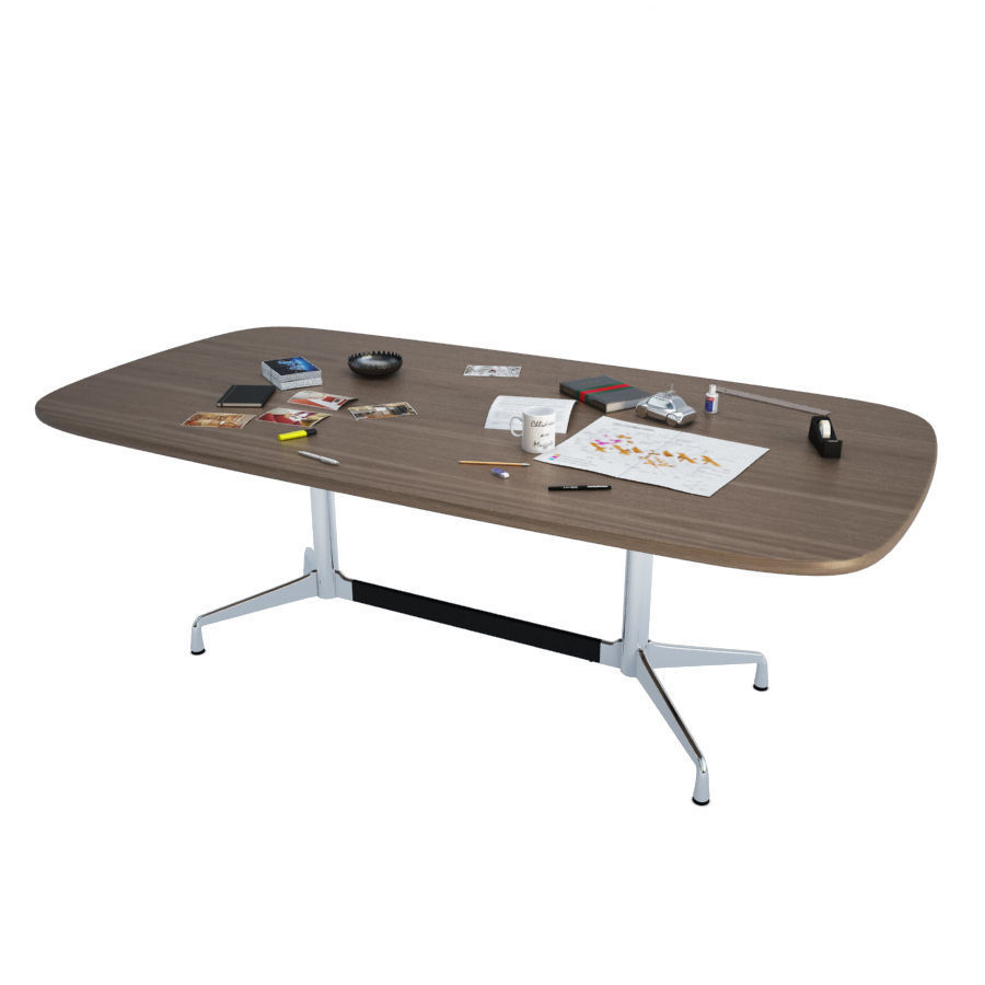 Office Desk Composition 3D model_1
